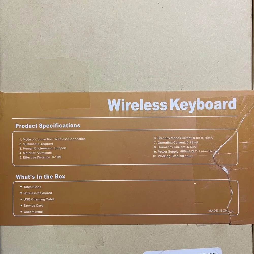 Keyboard Case for Apple iPad 2022 10.9, Wireless, USB Charging Cable, Open Box